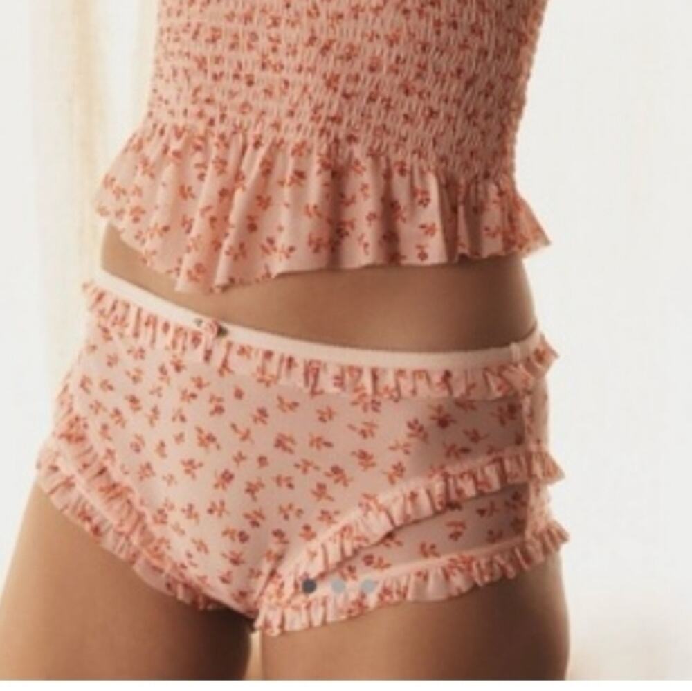 By Anthropologie Smocked Printed Briefs Sz Xxsmall New